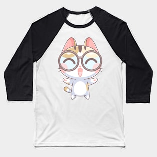 Cute cat likes to wear glasses Baseball T-Shirt